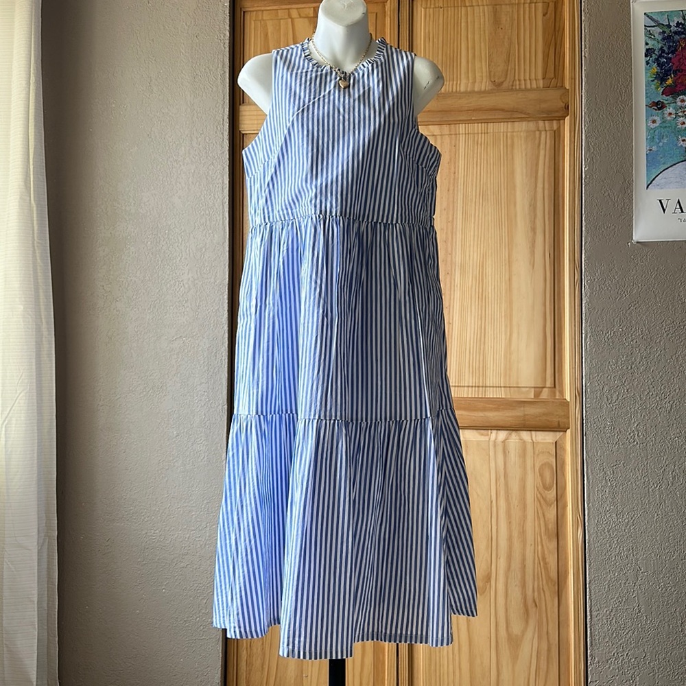 J. Crew Blue and Whitr Stripes Midi/Maxi Dress